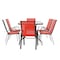 Flash Furniture Brazos 7 Pc Outdoor Patio Dining Set - 55in Tempered Glass Patio Tbl w/Umbrella Hole, 6 Red Chairs TLH-089REC-303CRD6-GG - alternate 4